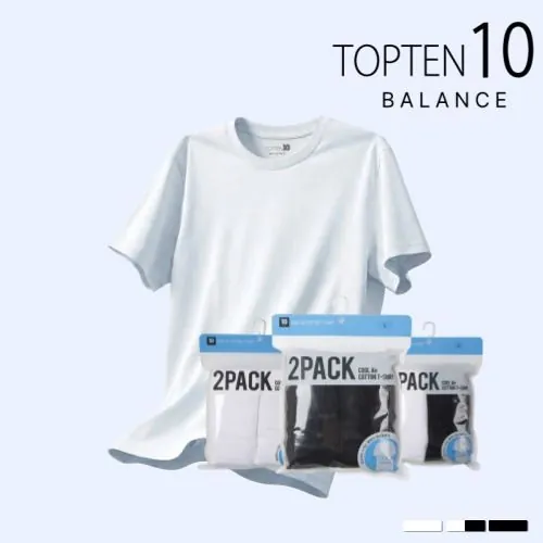 [롯데온] 탑텐 밸런스 2PACK 쿨에어 반팔티 (8,320원/3,000원)