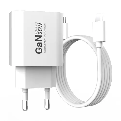 [토스쇼핑] 에센스웨어 PD PPS GaN C타입 25W 초고속 충전기 C to C 60W 1M 케이블 세트, 화이트, 1세트(3,430원)