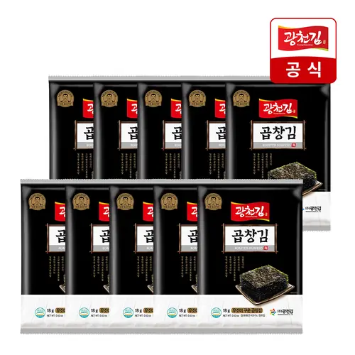 [롯데온] 광천김 무조미 구운 곱창 전장김 18g 10봉
