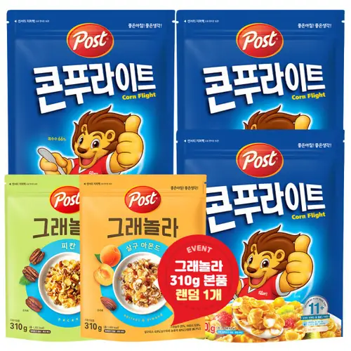 [옥션] 포스트 콘푸라이트 시리얼 600g 3개 +크리치오쿠키 30g 2개 (11,350원/무료)