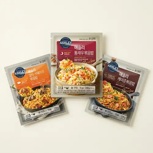 [토스쇼핑] 애슐리 볶음밥, 갈릭스테이크 230g 2봉 + 케이준 230g 2봉 + 통새우 230g 2봉, 6봉(10,990원/무료)