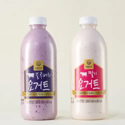 [토스쇼핑] 강훈목장 수제 요거트, 블루베리, 1L, 1개 + 딸기, 1L, 1개(16,000원/무료)