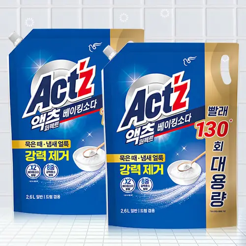 [토스쇼핑] 액츠 퍼펙트 대용량 세탁세제 베이킹소다, 일반드럼겸용, 2.6L, 2개 (10,940원 / 무료)
