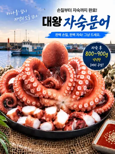 [롯데온] A급 자숙 문어 대 1마리 1kg급 원물 1.3~1.5kg급 900g급(25,560/무배)