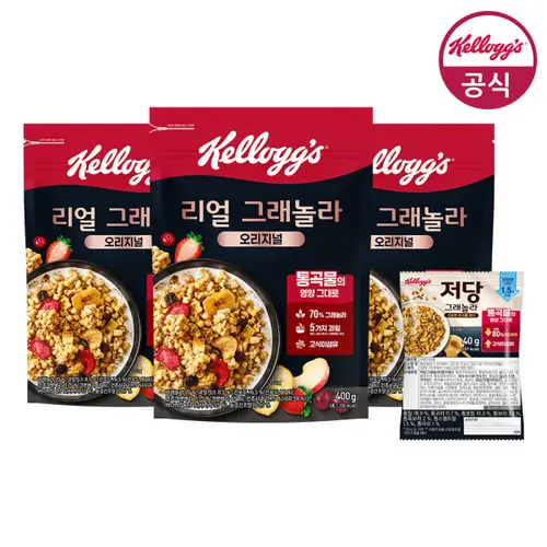 [옥션] 시리얼 리얼 그래놀라 오리지널 400g x 3개+ 저당 120g (13,980원/무료)