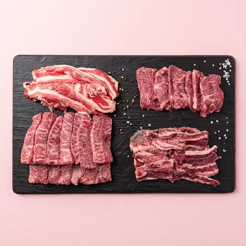 [토스쇼핑] 배터지는 소고기 한판 세트, 등심살 300g + 살치살 200g + 부채살 200g + 갈비살 200g + 우삼겹 300g, 1.2kg, 1세트 (31,900원 / 무료)