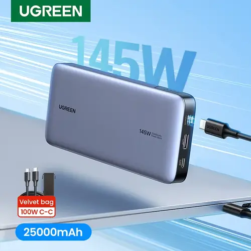 UGREEN 140W 100W 휴대용 보조배터리 25000mAh 20000mAh PD 고속 충전 파워뱅크 (25000mAh 기준)