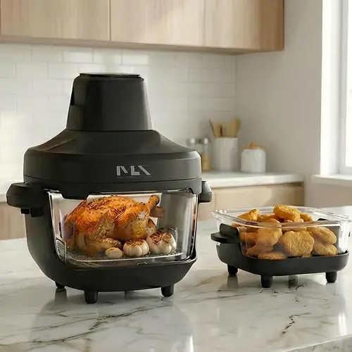 [토스쇼핑] 미라스 듀얼바스켓 글라스 에어프라이어, MS-4015PC, 4.5L+1.2L, 블랙, 1개 (76,910원 / 무료)