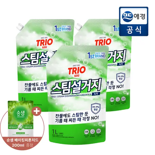 [롯데온] 트리오 녹차 주방세제 1L 3개+순샘 주방세제 200ml