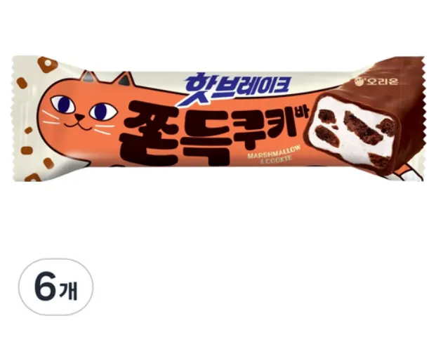[쿠팡]오리온 핫브레이크 쫀득쿠키바, 38g, 6개