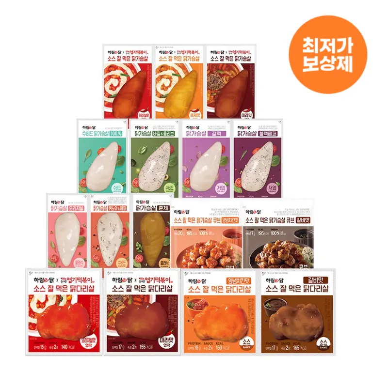 [오늘의집] 하림e닭 저염 수비드 닭가슴살 100g 10팩 16종 택 (17,351원/무료)